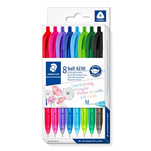 Staedtler 4230 MC8 Lot de 8 stylos à bille rétractables Couleurs assorties