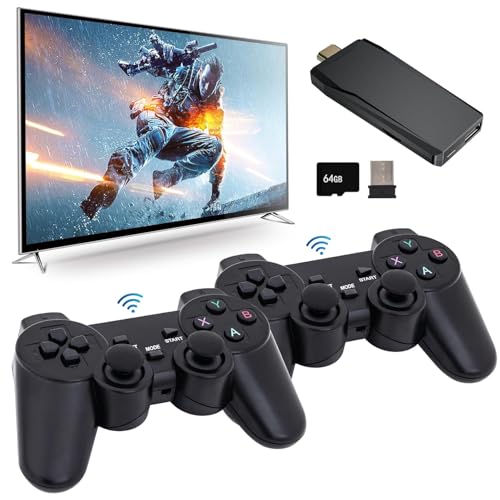 Console de jeu rétro, console de jeu rétro sans fil, jeu vidéo Plug & Play avec plus de 20 000 jeux intégrés, sortie 4K HD et contrôleur sans fil 2,4 GHz, 9 émulateurs classiques