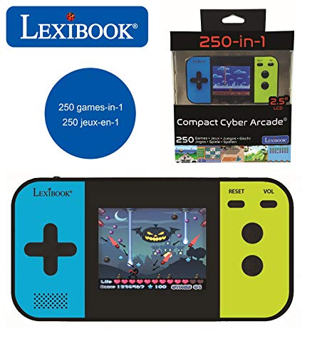 Lexibook, Console de Jeux Portable Compact Cyber Arcade®, 250 Jeux, Jeu vidéo Enfant Adolescent, écran LCD, à Piles, Noir/Bleu/Vert, JL2377