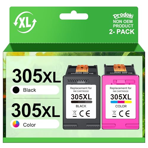 Prodoki 305 XL Cartouche d'encre Remplacement pour HP 305 XL Noir et Couleur Cartouche pour HP 305 305XL pour HP DeskJet 2720E 2720 2700E 2700 2710E 2710 2721E 2723E 4120E Envy 6000 6020 6020E 6032E