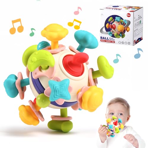 Oderra Jouet Eveil Bebe Dentition Pour Bébés, Jouet Bebe 1 an Jeux Montessori Bebe eveil 0-6 Mois, Jeux Bebe Hochet Sensorielle 0-12 Mois Filles Garçons Cadeau