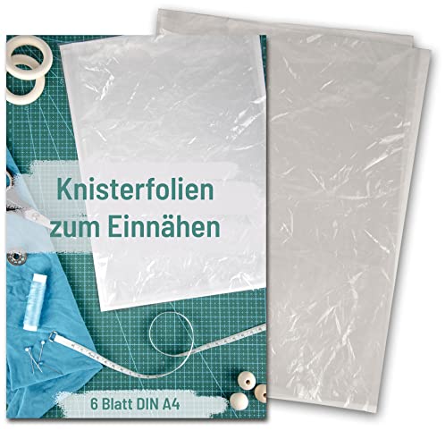 Hochzeit DIY Film froissé à coudre, 6 feuilles format A4, lavable et polyvalent, utilisation de couture, tissu froissé avec effet froissé, papier bruissant comme accessoires de couture et accessoires