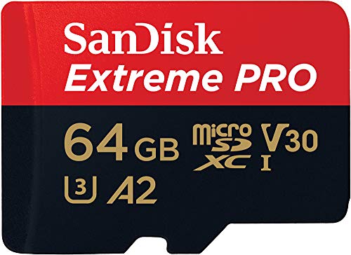 SanDisk 64 Go Extreme PRO microSDXC carte + adaptateur SD + RescuePro Deluxe jusqu'à 200 Mo/s avec des performances applicatives A2 UHS-I Class 10 U3 V30