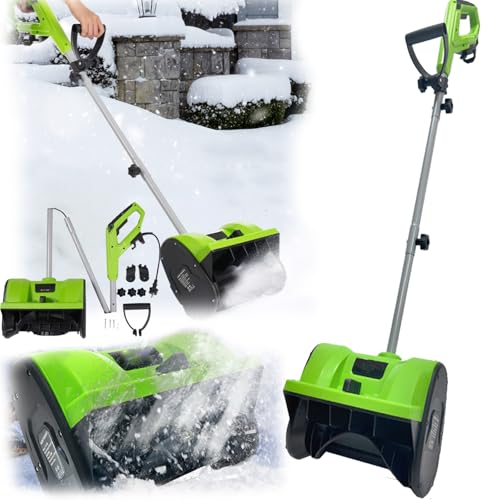 Souffleuses Neige, 1200W Balayeuse Neige électrique Balayeuse 220V pour L'extérieur Direction Projection Neige Réglable 180 ° Poignée 3500 TR/Min Distance Projection Maximale 8M Largeur Balayage 32cm