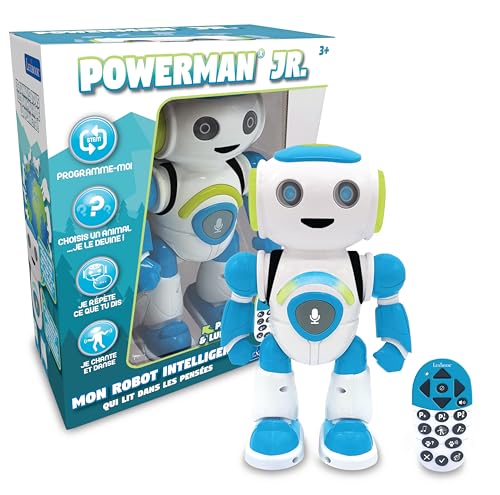 Lexibook ROB20FR Junior Robot intelligent qui lit les pensées, jouet pour enfants, danse, joue de la musique, quiz, animaux, karaoké programmable, STEM, bleu/vert, (version française)