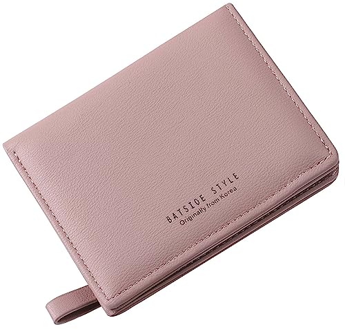 RRANCharltu Portefeuille Femme Cuir Petit Porte Monnaie Femmes Slim Court Portefeuilles avec Fermeture éclair Poche à Monnaie, Rose foncé