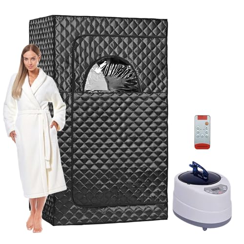 Sauna, Sauna à Vapeur Portable, Sauna Pliable Cabine 1000 W, avec Télécommande et 1 Instrument De Fumigation, Pour Les Spas De Sauna Tente à Domicile 172 * 100 * 82CM (Noir)