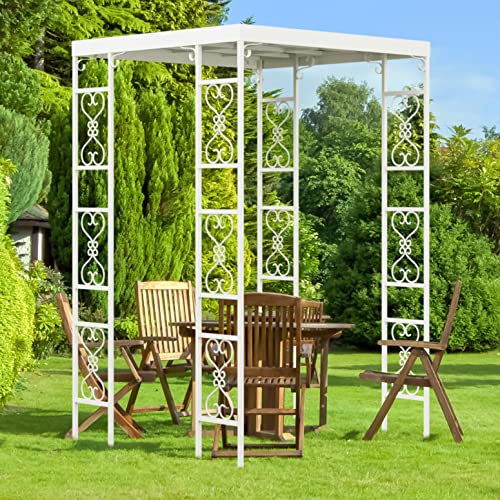 SuSire Pergola en Métal Extérieur: Tonnelle de Jardin Imperméable Anti-UV Pergola Bioclimatique Rectangulaire Tonnelle Adossée Protection pour Jardin 180x180x270cm