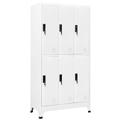 vidaXL Armoire à Casiers Classeur Meuble de Rangement d'Equipements de Sport Produits de Nettoyage Intérieur Bureau Blanc 90x45x180 cm Acier