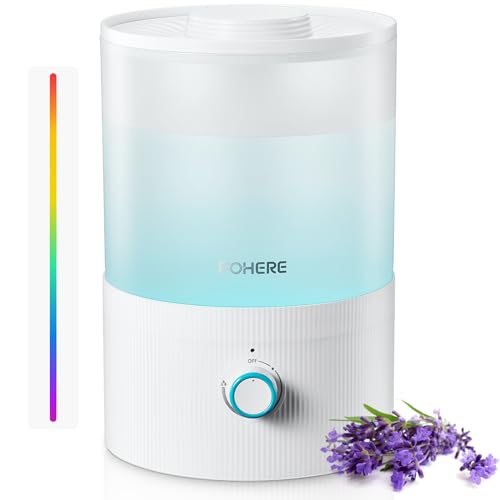 FOHERE Humidificateurs pour la chambre à coucher, humidificateur ultrasonique à remplissage par le haut de 3.2L à brume froide pour les chambres de bébé et les plantes, Blanc