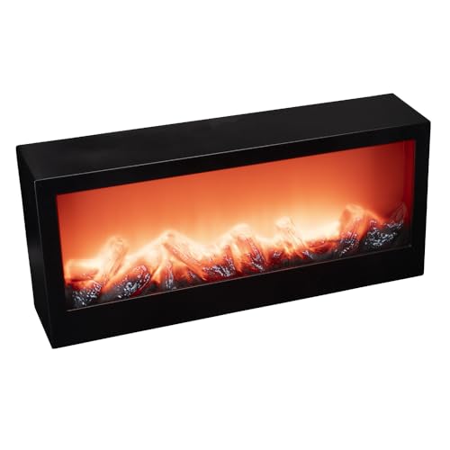 Ideen mit Herz Cheminée LED décorative - Électrique - Fonctionne avec piles - Sans chauffage - Effet feu / flamme réaliste - 45 x 10 x 20 cm - Avec fonction minuterie (6 heures allumées, 18 heures