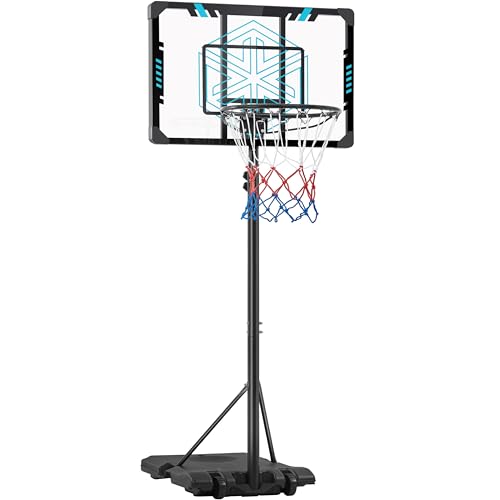 Yaheetech Panier de Basket Portable Panier de Basket Extérieur/Intérieur Réglable en Hauteur 226,5-256,5 cm pour Moins de 10 Ans avec Roues Panneau Arrière Robuste Base de Lestage Bleu