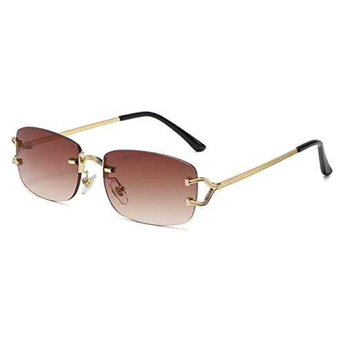 Petites lunettes de soleil carrées sans monture pour femmes en métal sans monture lunettes de soleil rétro de marque de luxe lunettes de conception