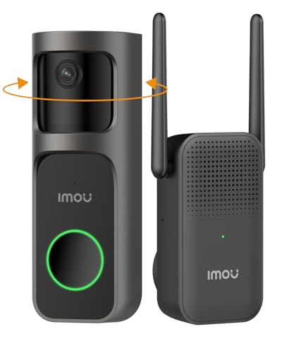 Imou DB2S Sonnette vidéo 2K(3MP) avec Chime, extérieur avec caméra, Vision Nocturne Couleur 5m, détection de Personne AI, Caméra à 30 ° Pan, Audio bidirectionnel,SD Local