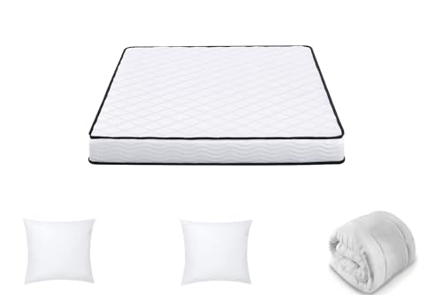 IZTOSS Luxe Matelas 140x190 CM avec Couette et Oreillers, Mousse A Mémoire - Multi-Densité - Ultra Doux et Confortable - Soutien Haute Resilience - Respirante - Ergonomique Hypoallergénique