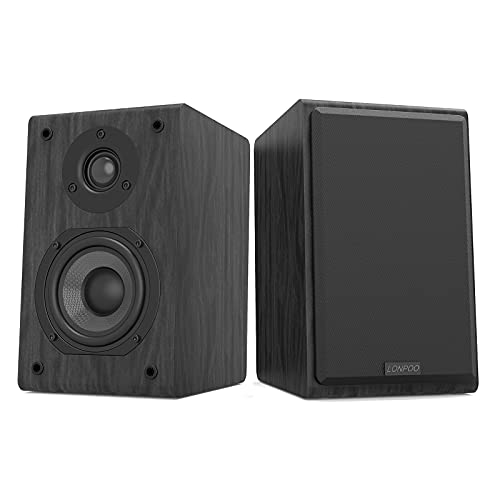 LP42 Paire d'enceintes HiFi de Bibliothèque (2x75 W, Subwoofer de 4", Haut-parleurs d'étagère, 4-8 ohms) Noir