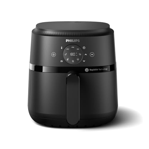 Philips Airfryer série 2000 4.2L -Puissance 1500W, Technologie RapidAir, Écran tactile digital, 13 options de cuisson, 9 fonctions préréglées, Jusqu'à 90% de matières grasses en moins, Noir (NA229/00)