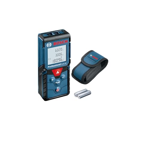 Bosch Professional télémètre laser GLM 40 (avec fonction mémoire, portée : 0,15 – 40 m ; contenu du carton : télémètre laser Bosch GLM 40, 2 piles 1,5 V, housse de protection)