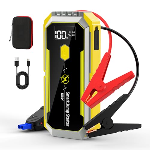 Booster Batterie Voiture 5000A, 26800mah Portable Jump Starter(Jusqu’à All Gaz ou 8L Diesel) 12V Demarreur Batterie Voiture avec Lamp LED,Port de QC3.0