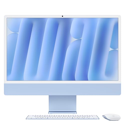 Apple iMac Ordinateur de Bureau Tout-en-Un avec Puce M4, CPU 10 cœurs et GPU 10 cœurs : Conçu pour Apple Intelligence, écran Retina 24'', 16 Go de mémoire unifiée, 256 Go de Stockage SSD ; Bleu