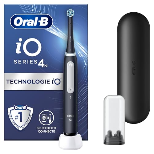 Oral-B iO 4 Brosse À Dents Électrique Noire, 1 Brossette, 1 Étui De Voyage