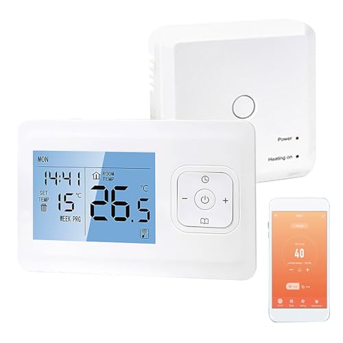 Thermostat Connecté WiFi sans Fil, Thermostat Connecte et Intelligent WiFi, Programmable Thermostat Chaudiere Gaz, Contrôle à Distance Compatible avec Alexa et Google Home