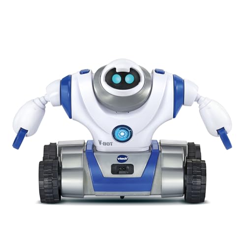 VTech - V-Bot® Explorer, Robot Enfant 5 en 1 à Construire et Transformer, Parlant et Programmable, Jouet Interactif High-Tech, Cadeau Enfant Dès 5 Ans - Contenu en Français, Gris