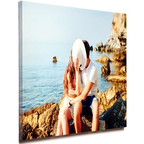 Tableau personnalisé photo carré – Toile personnalisée sur cadre bois – Tableau mural personnalisable multi-taille – Cadeau personnalisé noël, fête mères