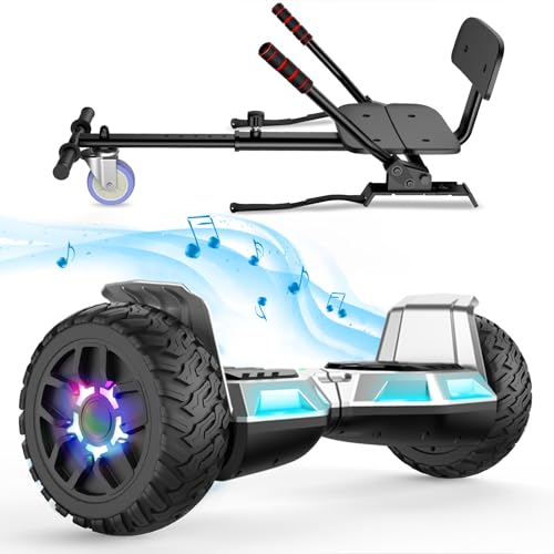 SISIGAD Hoverboard tout-terrain de 8,5 pouces, Hoverboards avec Go-Kart, Bluetooth,Pour Enfants et Adultes