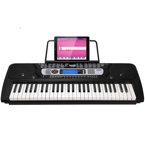 RockJam Clavier de piano 54 touches avec alimentation, support de partition, autocollants pour notes de piano et leçons Simply Piano