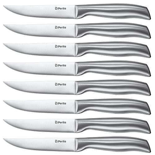 D.Perlla Couteau à Steak, Ensemble de Couteaux à Steak à Lame Droite Extra Tranchante, Couteau à Steak Professionnel à Bord Droit Pour la Table de Cuisine, 23.1 CM