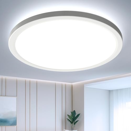 EASY EAGLE Plafonnier LED, Luminaire Plafonnier 6500K, Lampe de Plafond LED Moderne Salle Blanc, Imperméable IP44, Ø 22CM, Applicable à Salle de Bain, Chambre, Cuisine, Salon, Balcon