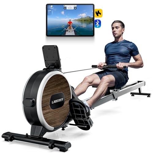 LABGREY Rameur d'Appartement Magnétique, Rameur Musculation, Bluetooth Rowing Machine, Rails Silencieux, Écran LCD, Capacité Maximale 158 kg (R1-Magnétique)