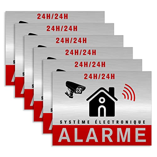 Autocollant alarme maison – Etiquette site sous vidéo surveillance – Stickers, affiche adhesif - Alu 8,5 x 5,5 cm (6)