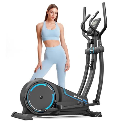 Dripex Vélo Elliptique Professionnel Résistance Magnétique Appareil Crosstrainer avec Moniteur LCD Multifonction Support de Tablette Home Trainer Velo