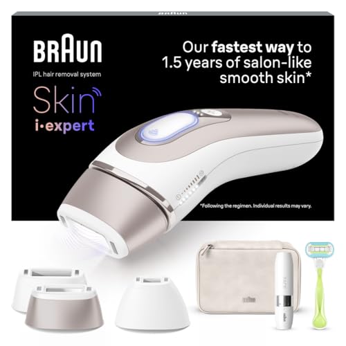 Braun Skin i·expert, Épilateur À Lumière Pulsée Intelligent, Alternative Au Laser, Avec Application, Pochette, Rasoir Venus, Mini-Rasoir Visage, 3 Têtes Intelligentes, 1,5 an De Peau Douce, PL7249