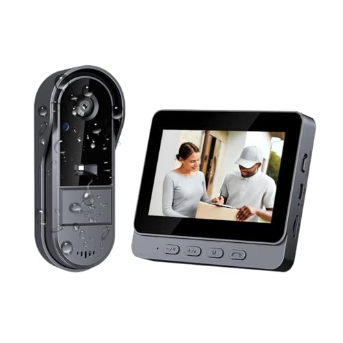 TKMARS Sonnette sans Fil avec Caméra 1080P, Visiophone Vidéo sans Fil Écran IPS 4.3", Interphone Vidéo pour Famille Angle de Vision 170°, Portier Vidéo pour Maison, Interphone sans WiFi