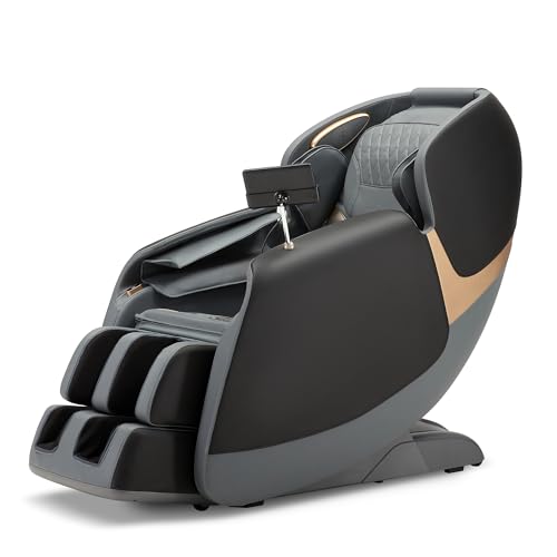 ROTAI Fauteuil de massage pour tout le corps, Zero Gravity, mains robotiques 3D avec SL-Spur Massage de la colonne vertébrale Shiatsu, haut-parleur Bluetooth, chauffage du dos (noir)