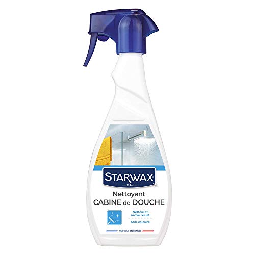 STARWAX - Nettoyant Anti-Calcaire pour Cabine de Douche - Produit d'Entretien Multi-Surfaces - Nettoie, Elimine le Calcaire et Fait Briller - Usage Quotidien - Fabriqué en France - Spray 500 ml