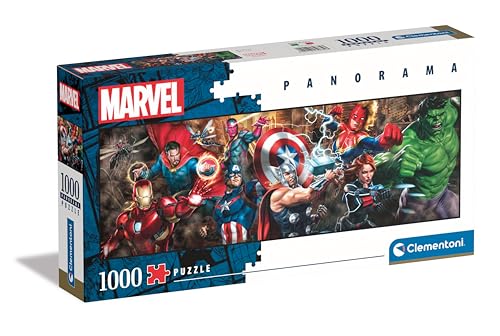 Clementoni - Puzzle Panorama Marvel 1000 Pièces - Puzzle pour Adultes 14-99 Ans, Fabriqué en Italie - Jeu de société - 39839