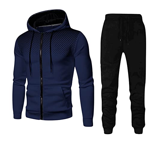 Générique Tenue Sport Homme Décontracté: Ensemble Survetement Chic Avec Sweat à Capuche Full Zip et Pantalon de Jogging, Vêtement Complet Pour Training