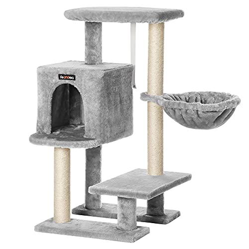 FEANDREA Arbre à Chat, Tour poteaux à gratter 84 cm, Gris Clair PCT142W01