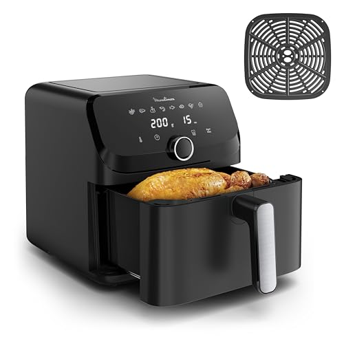 Moulinex Friteuse à air, Très grande capacité de 7.5L, 8programmes prédéfinis, Format compact, Easy Fry Mega, EZ8558F0, Noir