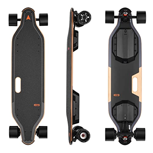 MEEPO Skateboard électrique, vitesse maximale de 28 km/h, portée de 18 km, freins lisses avec télécommande, poignée de transport facile pour adultes, adolescents, débutants, V5