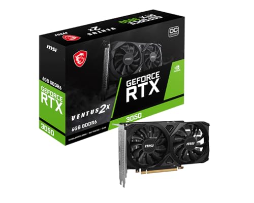 MSI GeForce RTX 3050 Ventus 2X 6G OC Carte Graphique - 6 Go GDDR6, 1492 MHz, PCI Express Gen 4, 96 Bits, DP v 1.4a, 2X HDMI 2.1 (Prend en Charge 4K à 120 Hz)