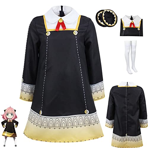 BOBT Spy X Family Costume, Spy X Family Cosplay Anya, Anime Spy X Family Yor Forger Costume Complet de Princesse épine Gothique Noire, Halloween Carnaval Noël Costume de Fête 130