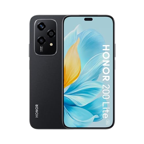 HONOR 200 Lite, Smartphone 5G, 8Go+256Go, écran AMOLED Anti-Chute 6,7", Triple Appareil Photo arrière 108MP, Appareil Photo Avant 50MP, Double SIM, Android 14, Noir