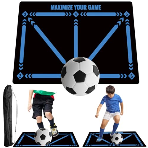 Tapis d'entraînement de pas de football, Sac de Rangement, 60 x 90 cm Dribble Absorption des Chocs antidérapante D'EntraîNement Coussin, Cadeau Pour Les Amateurs et Enfant De Football