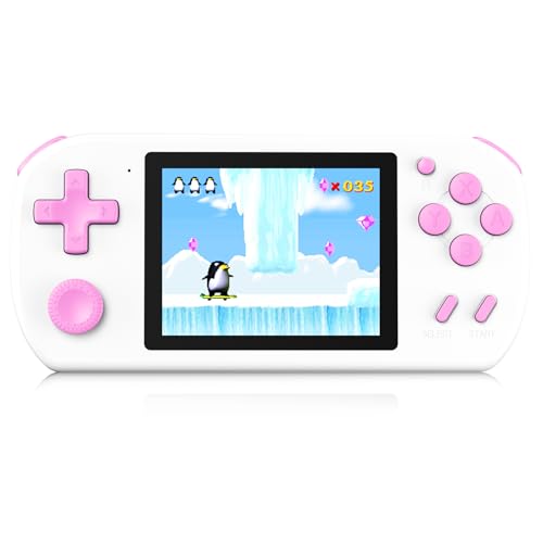 KAVOYI Console de Jeux Portables pour Enfants avec 218 Jeux Vidéo Rétro, Console Retrogaming avec Batterie Rechargeable Écran LCD 3,0", Jouets Électroniques Cadeaux pour Garçons et Filles, Blanc