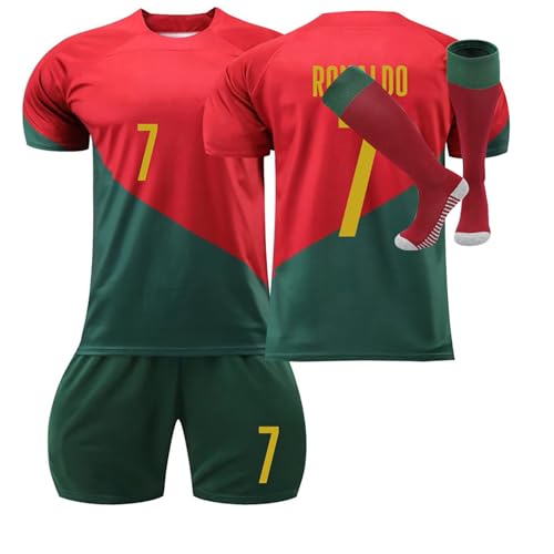 Maillot de Foot Maillot Foot Enfant et Adultes Nouveaux Maillots #7 Home/Away Soccer Jersey Ensemble Football Homme Garçon Vêtement Sport Tshirt, Shorts et Chaussette Set